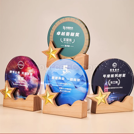 客製化木質水晶獎座	禮品