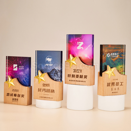 客製化木質水晶獎座	禮品