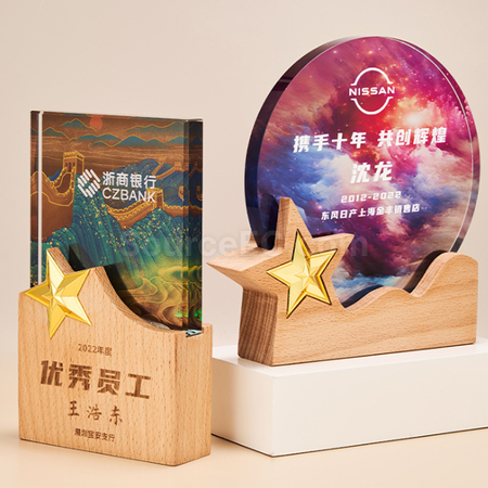 客製化木質水晶獎座	禮品