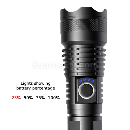 客製化鋁合金強光USB充電手電筒 禮品
