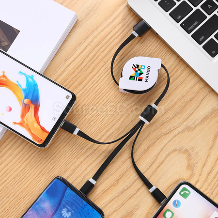 客製化一拖三伸縮充電線禮品