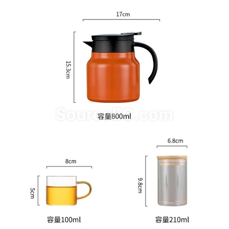 客製化316不鏽鋼大容量茶壺玻璃泡茶杯旅行套裝禮品