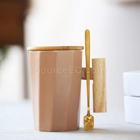 客製化木柄陶瓷杯禮品