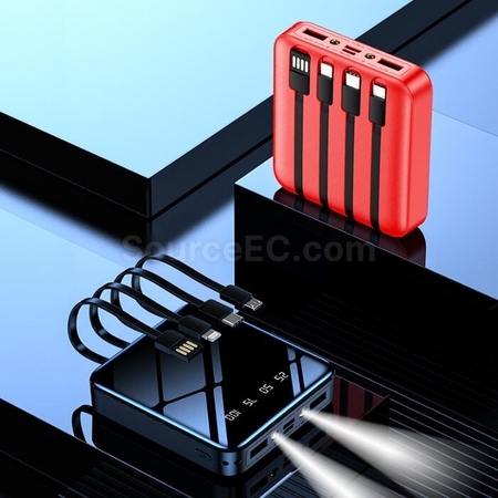 客製化鏡面帶線移動電源禮品