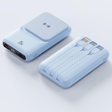 客製化快充自帶線無線充電移動電源禮品