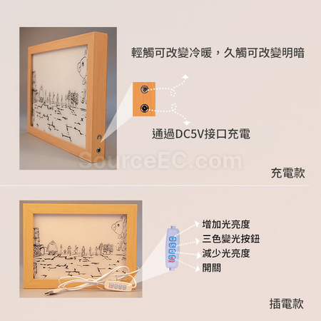 客製化客製化三色燈光發光畫禮品