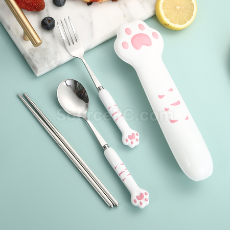 客製化可愛貓掌不鏽鋼餐具禮品