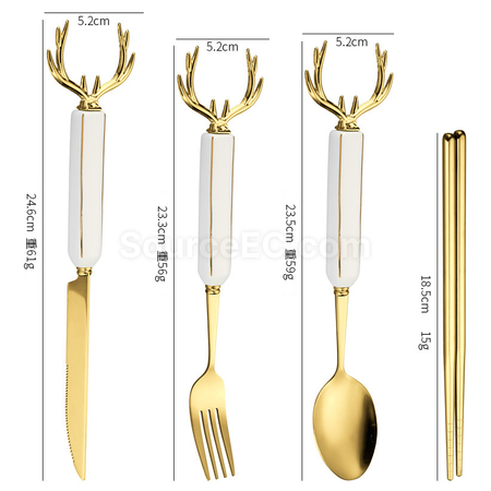 客製化聖誕鹿角不銹鋼餐具禮品