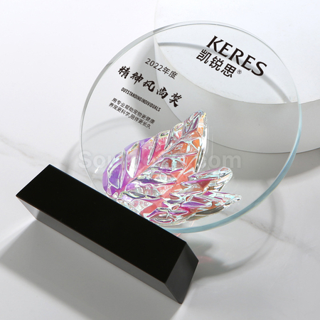 客製化炫彩變色水晶獎座禮品