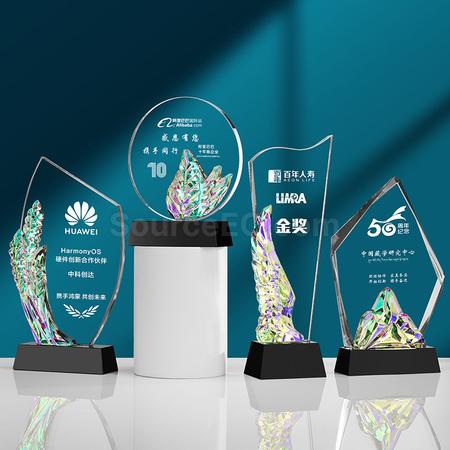 客製化炫彩變色水晶獎座禮品