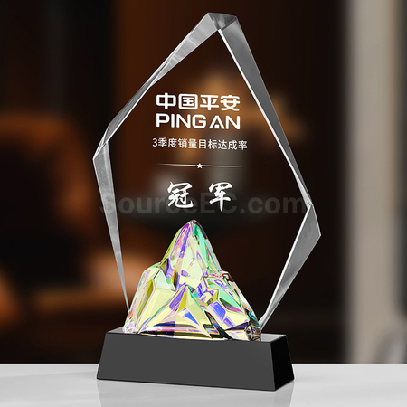 客製化炫彩變色水晶獎座禮品