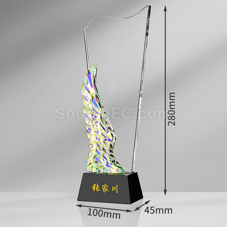 客製化炫彩變色水晶獎座禮品