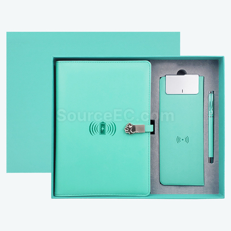 客製化無線充筆記本+無線充滑鼠墊+筆套裝禮品