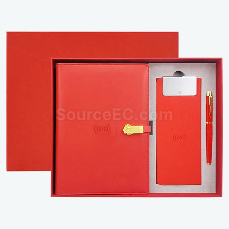 客製化無線充筆記本+無線充滑鼠墊+筆套裝禮品
