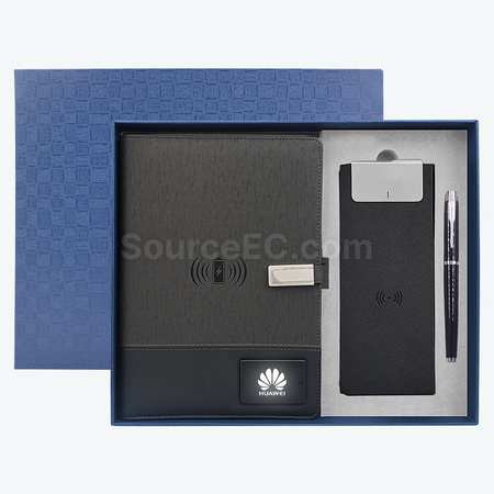 客製化無線充筆記本+無線充滑鼠墊+筆套裝禮品