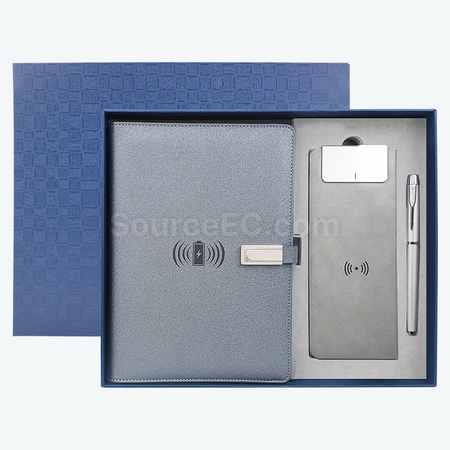 客製化無線充筆記本+無線充滑鼠墊+筆套裝禮品