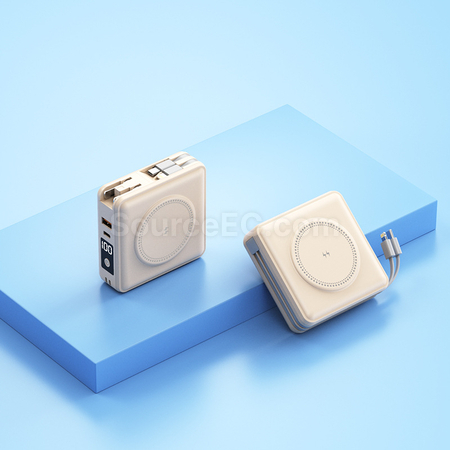 客製化自帶線無線充移動電源禮品
