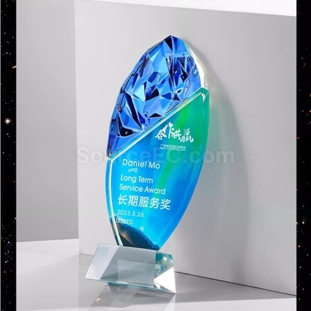 客製化炫彩變色水晶獎座禮品
