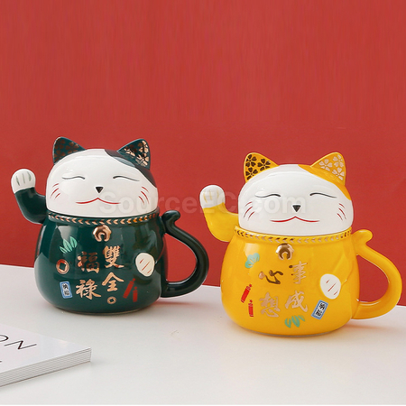 客製化招財貓陶瓷杯禮品