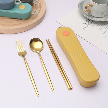 客製化不銹鋼勺+叉+筷子餐具套裝禮品