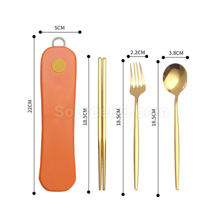 客製化不銹鋼勺+叉+筷子餐具套裝禮品