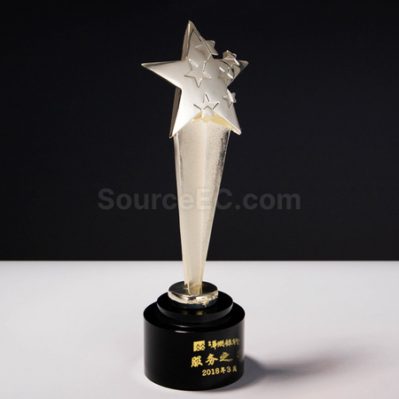 客製化金銀銅星星水晶獎座禮品
