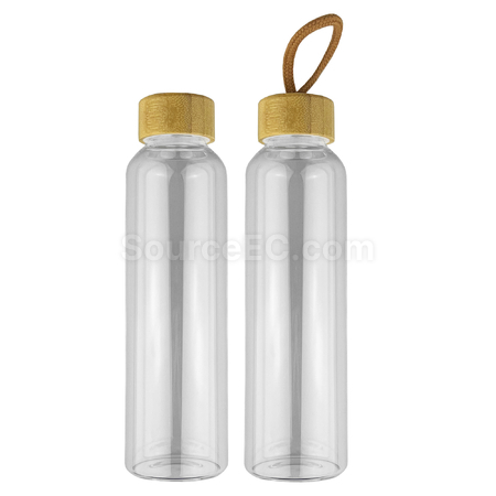 客製化18.5OZ楠竹竹蓋PP玻璃瓶禮品