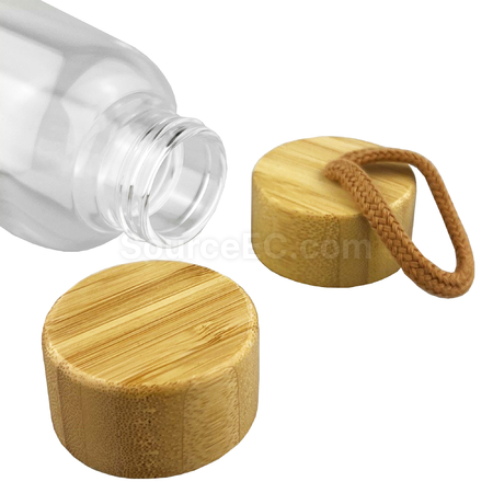 客製化18.5OZ楠竹竹蓋PP玻璃瓶禮品