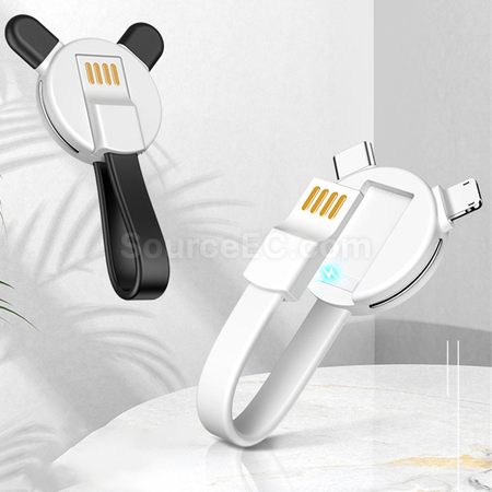 客製化小熊貓卡通數據充電線禮品