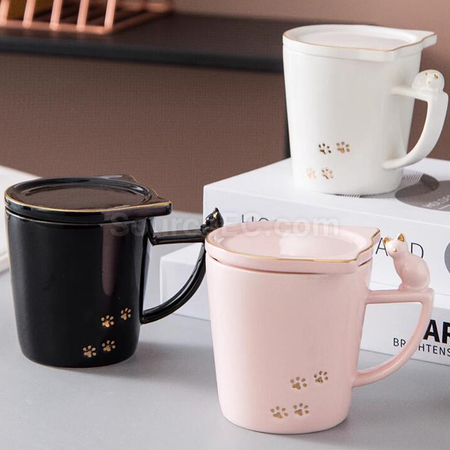 客製化帶蓋貓咪圖案馬克杯禮品
