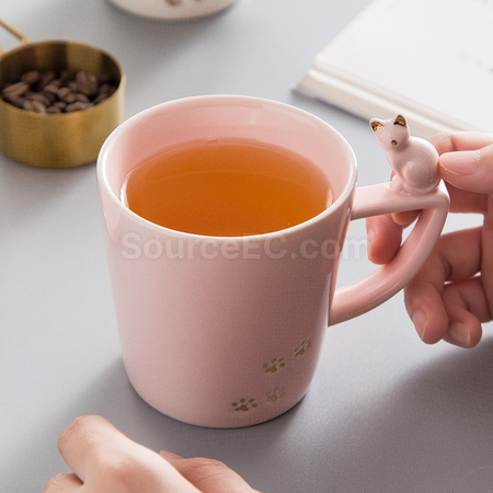客製化帶蓋貓咪圖案馬克杯禮品
