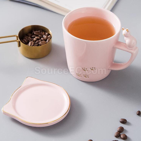客製化帶蓋貓咪圖案馬克杯禮品