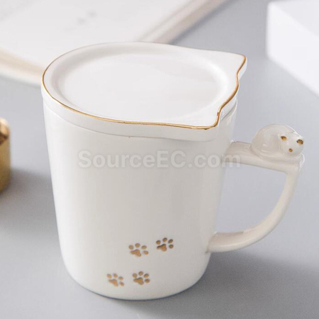 客製化帶蓋貓咪圖案馬克杯禮品