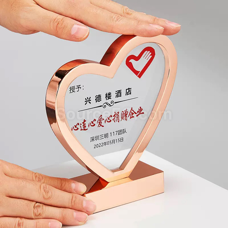客製化愛心水晶獎座禮品