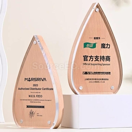 創意水滴實木亞克力獎座