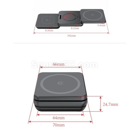 客製化折疊式無線磁吸三合一充電器禮品