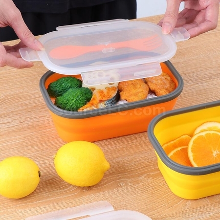客製化環保矽膠折疊飯盒(帶餐具)禮品
