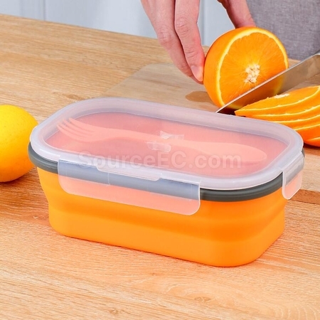 客製化環保矽膠折疊飯盒(帶餐具)禮品