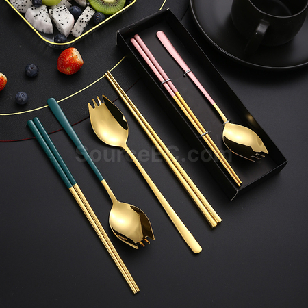 客製化二合一勺叉筷子餐具禮品