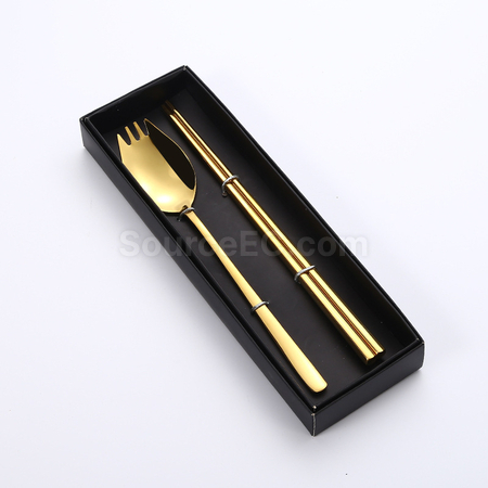 客製化二合一勺叉筷子餐具禮品