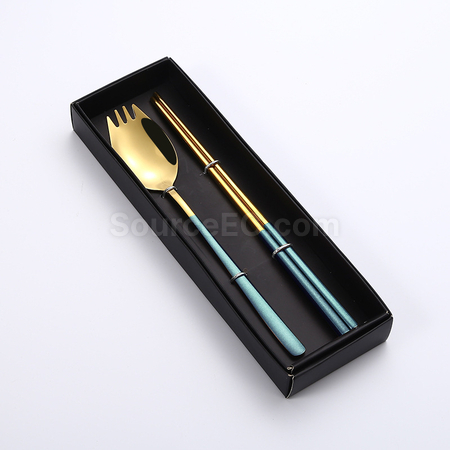 客製化二合一勺叉筷子餐具禮品