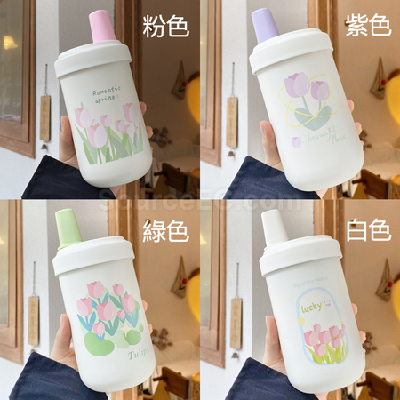 客製化奶茶保溫杯帶木紋可愛小熊皮套禮品