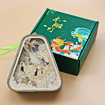 客製化端午3D木雕氛圍燈禮品