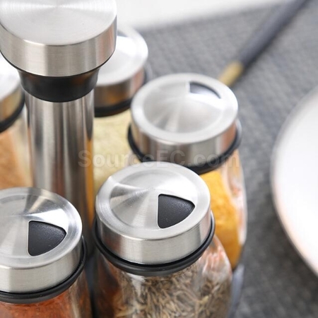 客製化旋轉底座廚房調味料罐七件套禮品