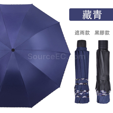 客製化彩邊黑膠摺疊雨傘禮品