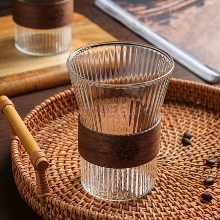 客製化日式豎紋泡茶隔熱玻璃杯禮品