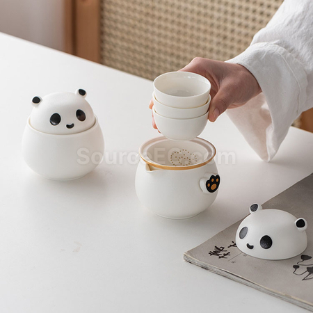 客製化熊貓便攜旅行茶具禮品
