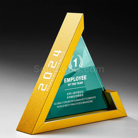 客製化金屬山峰水晶獎座禮品