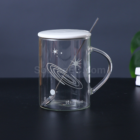 客製化帶蓋星空夜光玻璃杯禮品