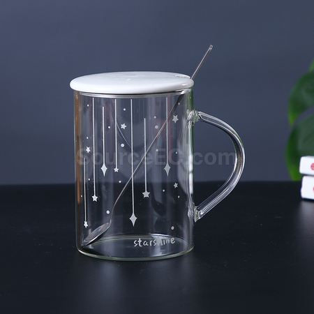 客製化帶蓋星空夜光玻璃杯禮品